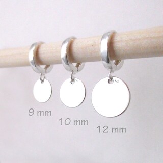 Orecchini A Cerchio In Argento Sterling Con Dischi Rotondi: 12 Mm, Eleganti E Classici