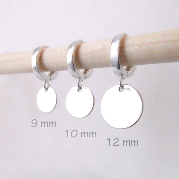 Orecchini A Cerchio In Argento Sterling Con Dischi Rotondi: 12 Mm, Eleganti E Classici