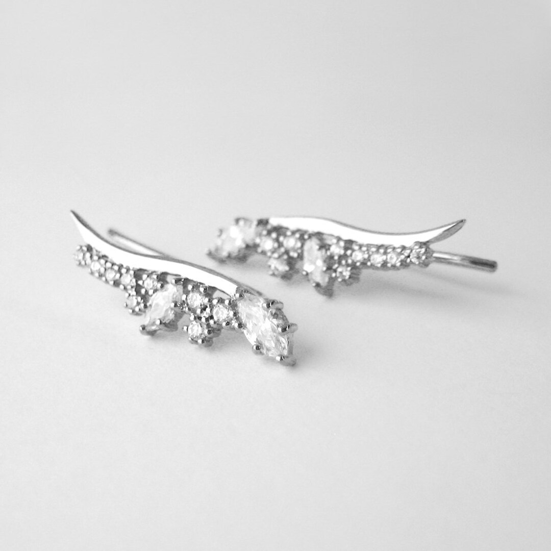 Boucles D oreilles Ear cuffs Contour De Lobes Avec Zirconium CZ Argent 