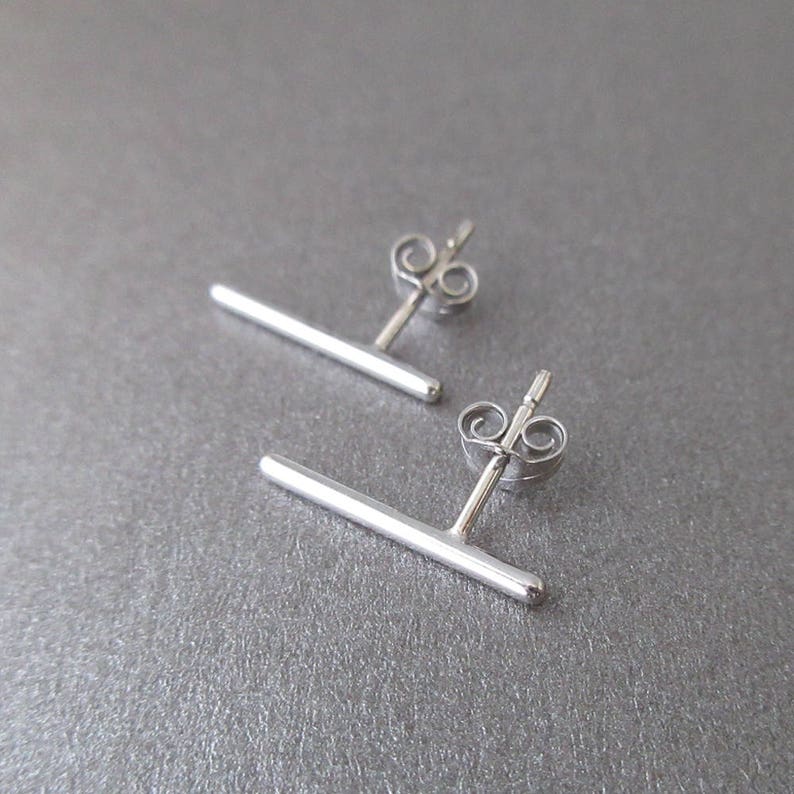 925/1000e silver thin line bar stick stud stud earrings image 4