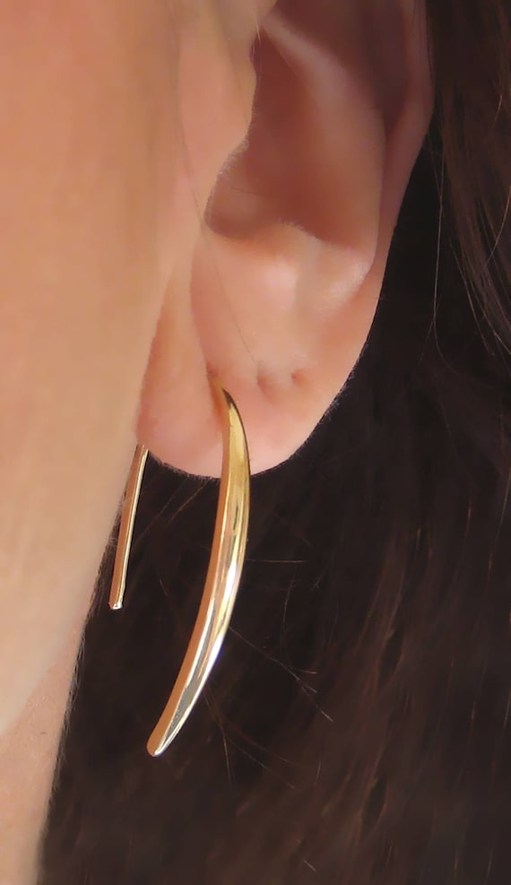 Boucles D'oreilles Traversantes Croix Plaqué Or 750/°°° - Dormeuses - Neuf Avec étiquettes PETUGONS