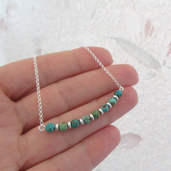 Collier pour femme ras de cou pierres turquoises et argent 925/1000e