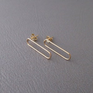 Stud earrings, oval link pin, 750/000 18 carat gold plated