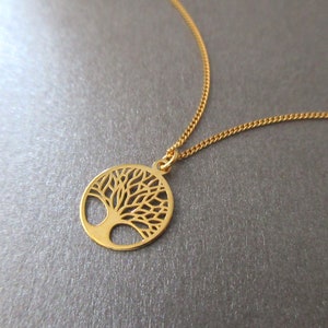 Dainty Minimalist Tree of Life Thin Necklace in 24k Gold Plating image 2