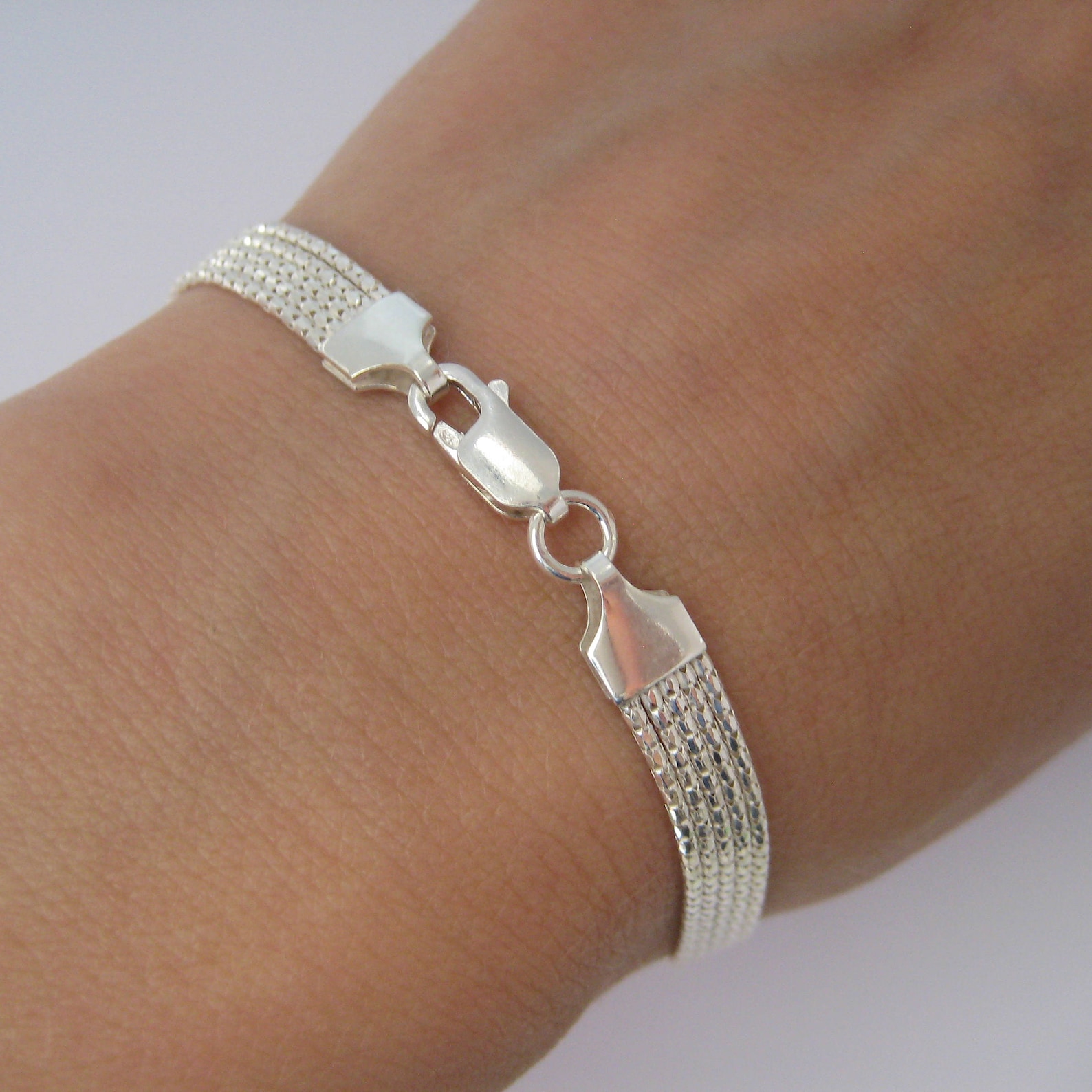 Bracelet multichaîne multirangs argent 925/1000 Etsy