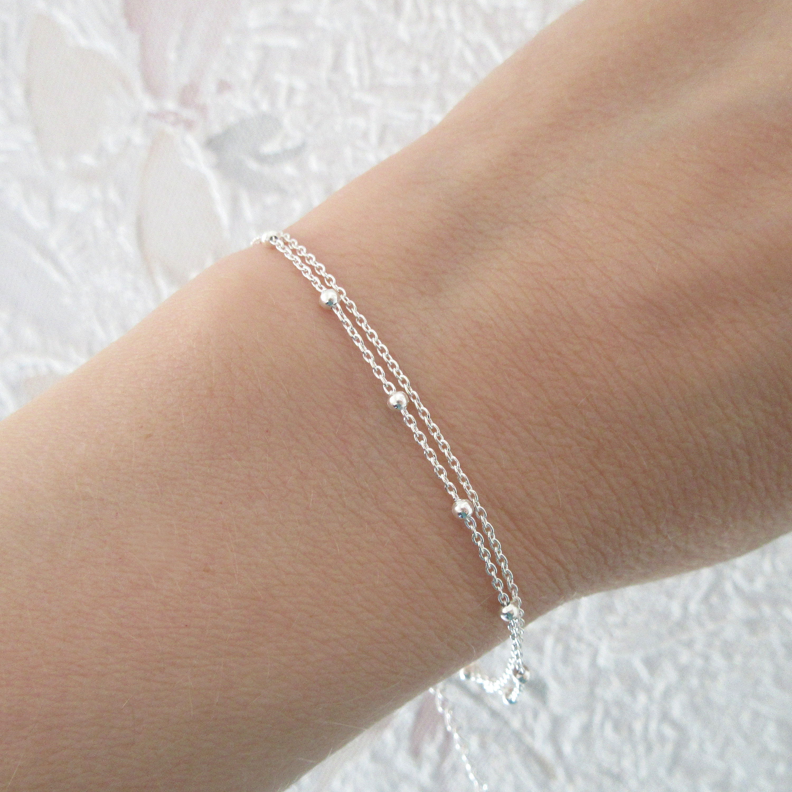 Thin Double-chain Multi-row Bracelet in 925/1000 Silver - Etsy