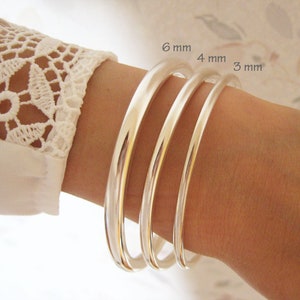 Large heavy bangle bracelet 6 mm in 925/1000 silver image 3