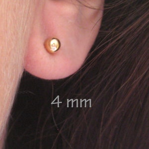 Stud ball earrings 3/4/5 mm 750 18 carat gold plated image 4