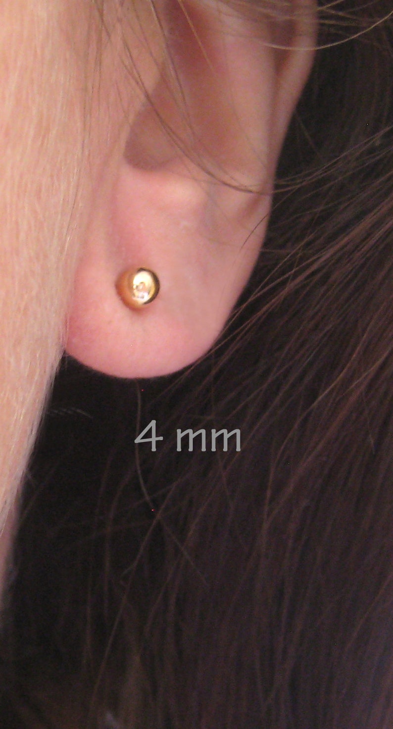 Ball earrings 345 mm gold plated 750 18 k studs