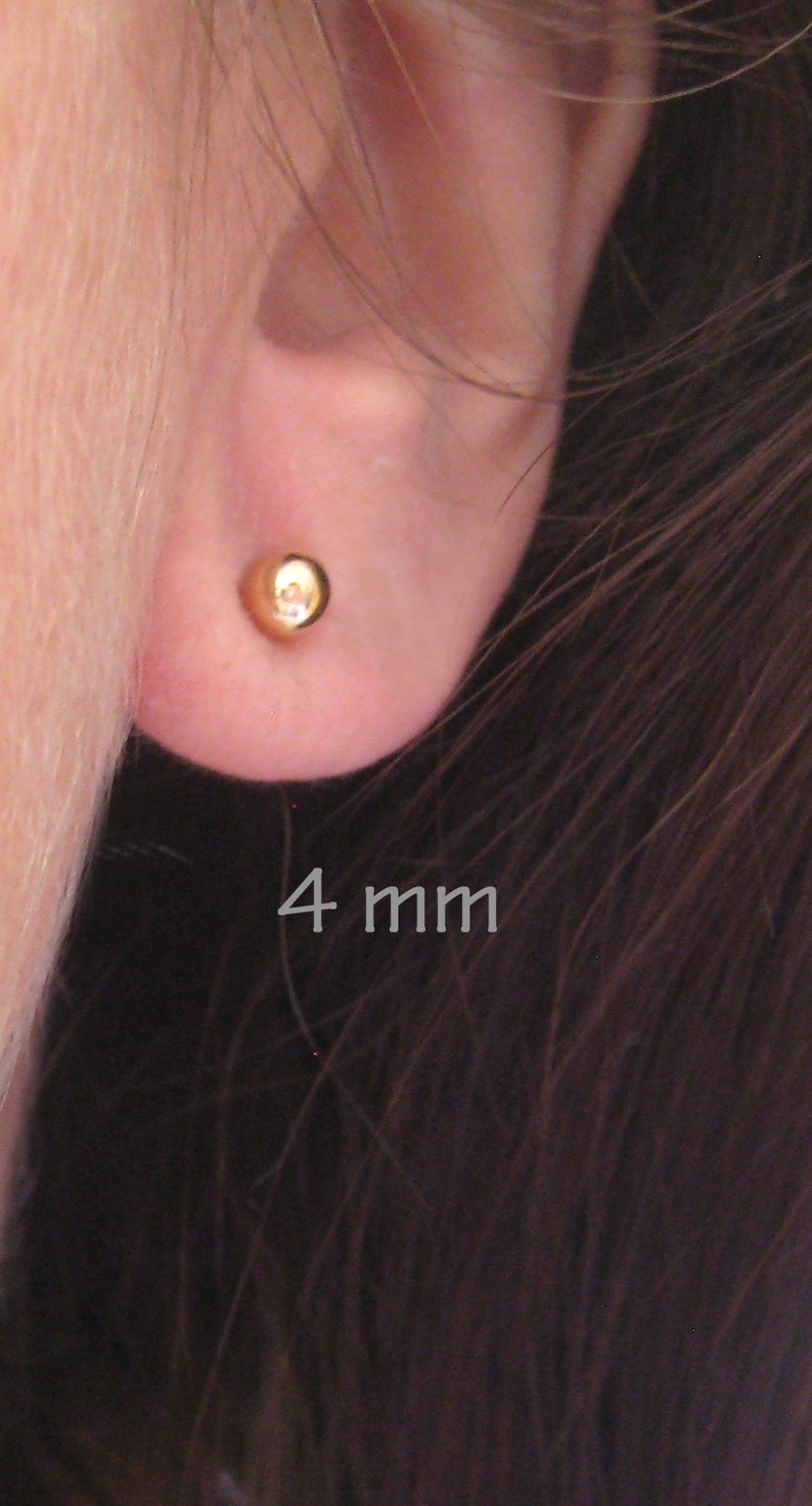 Stud ball earrings 3/4/5 mm 750 18 carat gold plated image 4