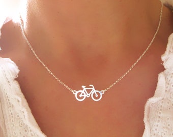 Collier fin motif vélo cyclisme argent 925/1000e