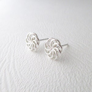 925/1000th silver mini rosette chip earrings