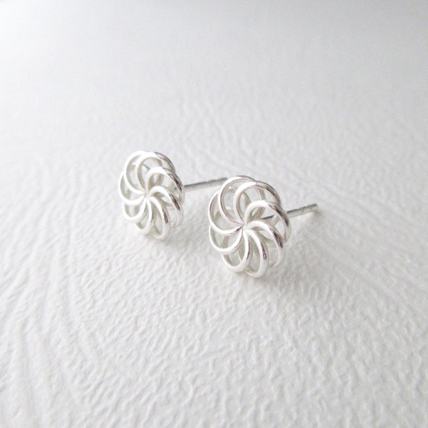 925/1000th silver mini rosette chip earrings