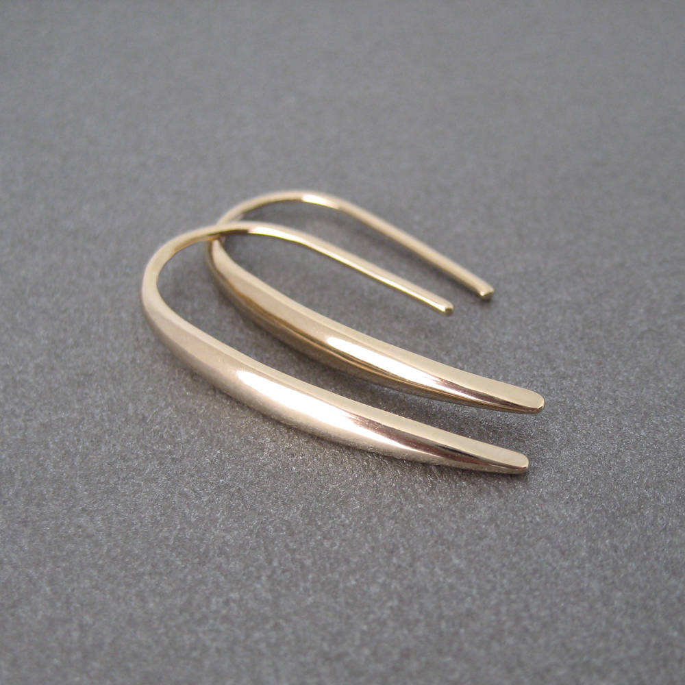 Boucles D'oreilles Traversantes 2 Trous Plaqué Or 18 Carats - Chaîne Et Anneau, Neuf Avec étiquettes