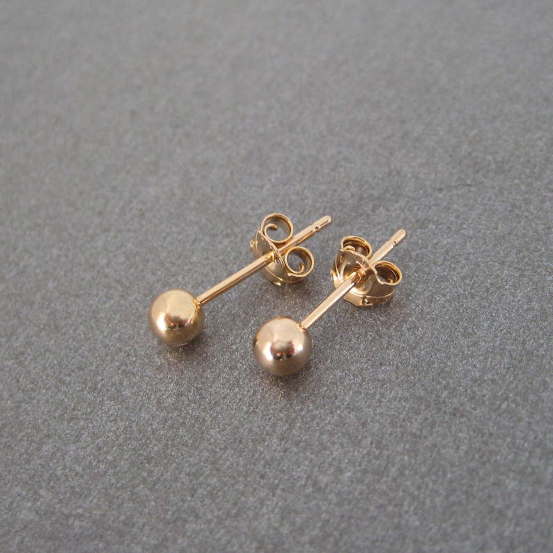 Stud ball earrings 3/4/5 mm 750 18 carat gold plated image 3