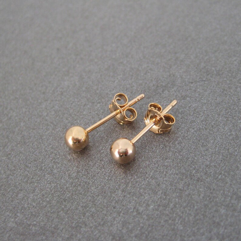Ball earrings 345 mm gold plated 750 18 k studs