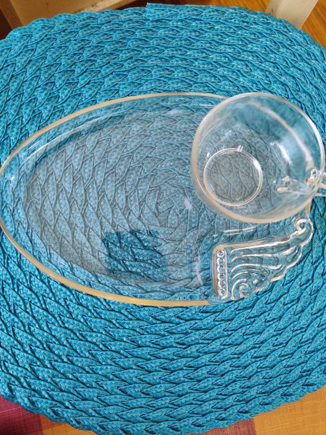 Vintage Clear Glass Snack Sets Etsy