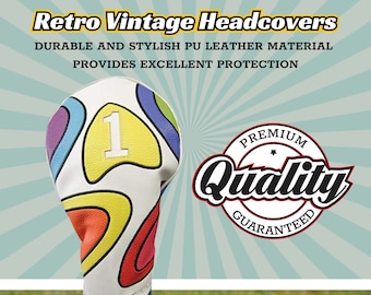 Majek Retro Psychedelic Colorful Driver Vintage Leather Style Head Cover