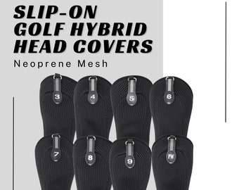 3 4 5 6 7 8 9 PW Black Mesh Golf All Hybrid Head Covers 3-PW Neoprene Head Covers