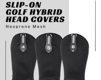 4 5 6  Black Mesh Golf All Hybrid Head Covers 4-6 Neoprene Head Covers