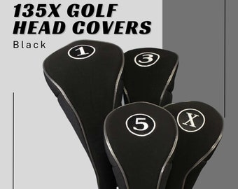 1 3 5 X Black Golf Zipper Head Covers for Driver Fairway Woods Head covers Protective Covers Fits All Fairway Clubs and Drivers up to 460cc