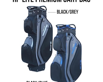 Rife Golf RF-LITE Premium Cart Bag–14-Way Organizer Divider Top with Putter Pit Well 9.5" Lightweight Nylon Bag 9 Zippered Pockets