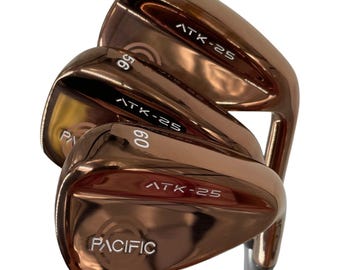 Right-Handed Pacific Golf Clubs ATK-25 Bronze Complete Wedge Set Steel/Graphite Shafts 52-56-60; Regular-Stiff-Senior-Lady-Senior Lady Flex