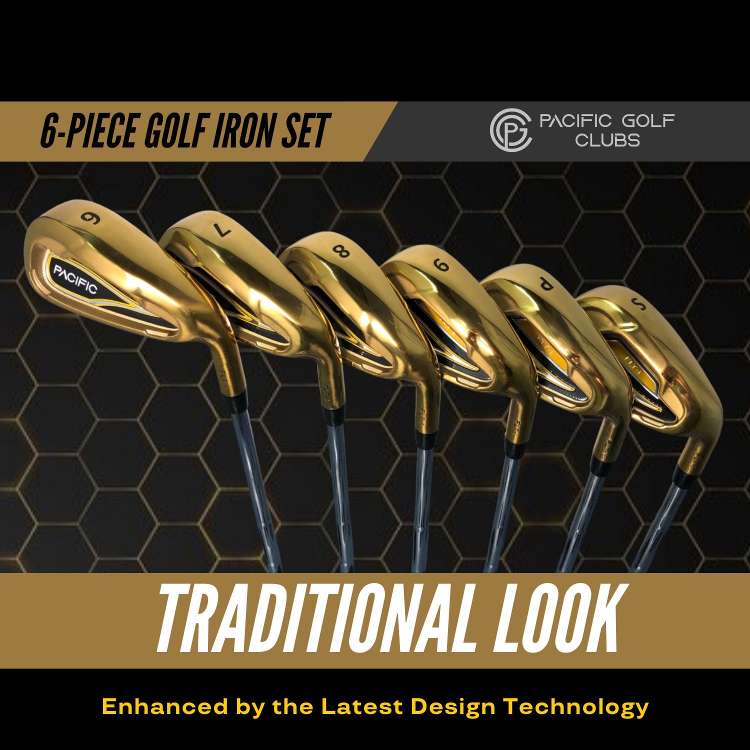 Pacific Golf Clubs-flt-1 Gold Premium Iron Set #6-SW Regular