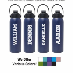 4 Pack & Up-Bulk Pack Laser Engraved Name Custom Aquatix 32oz Flip Top Bottle Gift Sport Font-Gift Pack-Sport Pack-Team