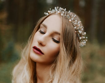 Pearl Swarovski Crystal Bridal crown Wedding crystal Headpiece, hair Vine Bridesmaids hair style flower girl crown