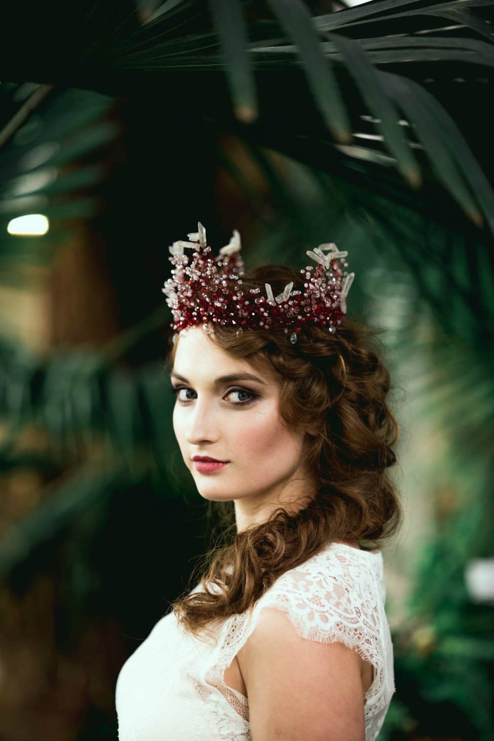 Flame Red Crystal Wedding Crown Quartz Bridal Crown Swarovski Etsy