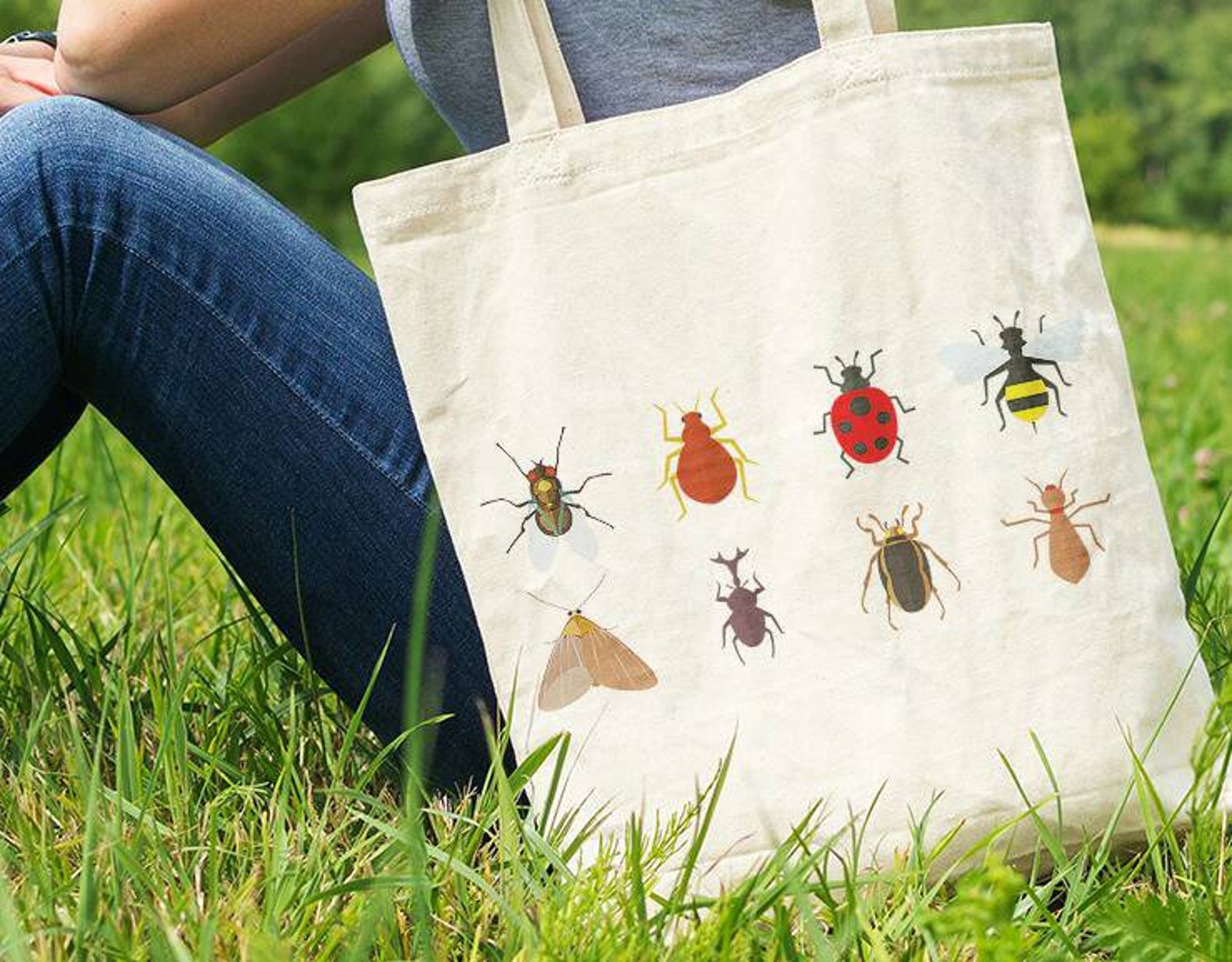 Insects Tote Bag Bugs Shoulder Bag Entomology Grocery Bag Entomology Gift for Her Women Bag