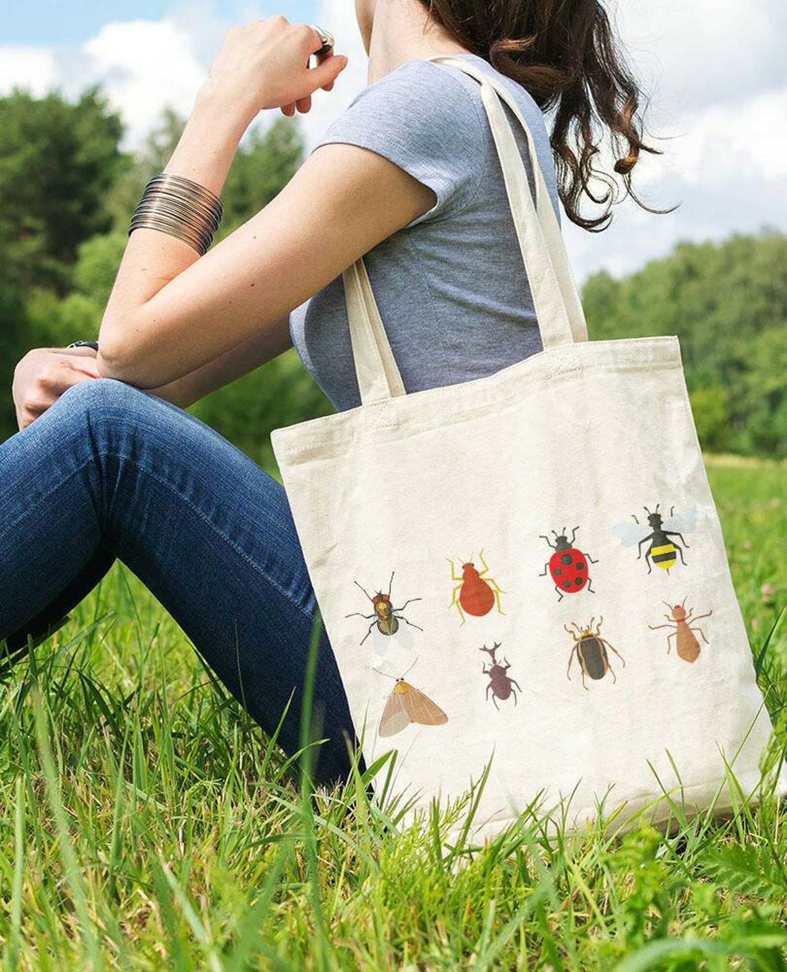 Insects Tote Bag Bugs Shoulder Bag Entomology Grocery Bag Entomology ...