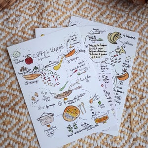 Confezione 5 ricette carta pescate 10x15 cm vegano vegetariano LaTchi