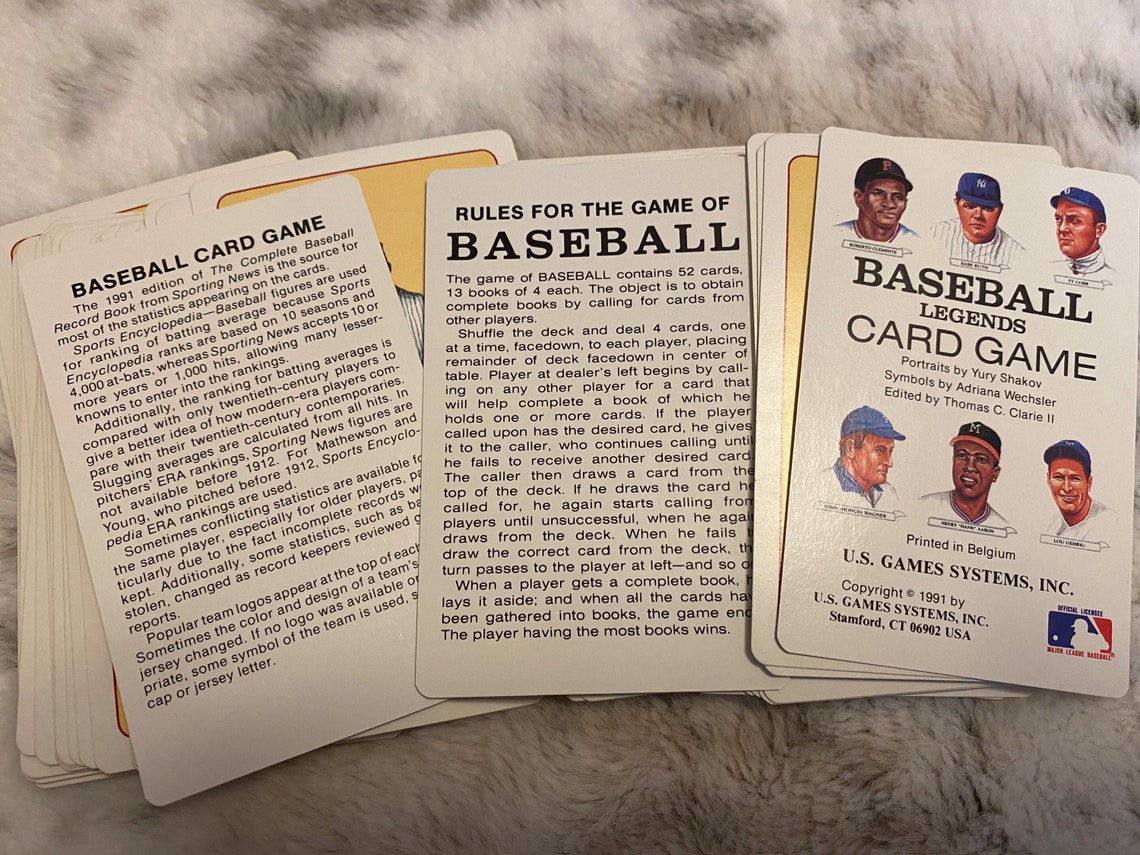 Baseball Legends Card Game 1991 Etsy