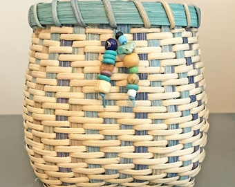 Pattern for Little Turquoise Twill Basket with Space Dyed Reed