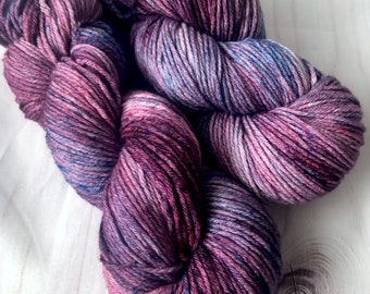 DANCE CARD. hand dyed yarn, pink yarn, worsted weight, tussah silk merino wool yarn,