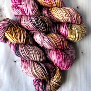 ROLLER SKATES. hand dyed yarn, pink yellow yarn, aran yarn, superwash merino