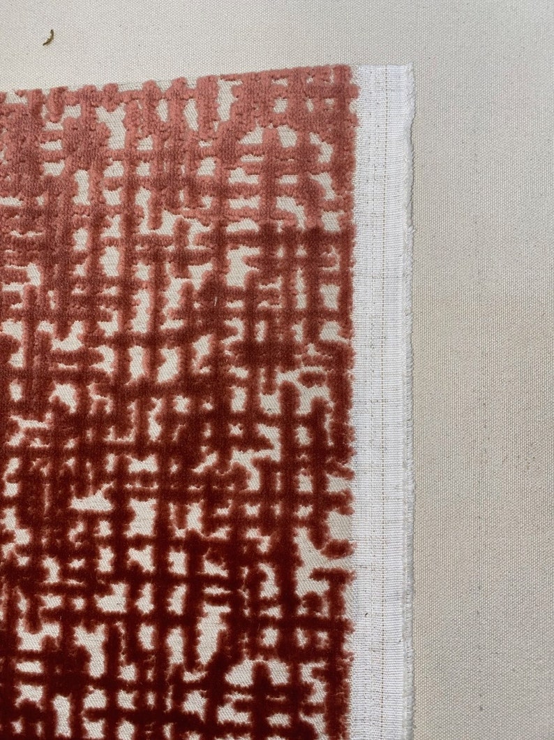 Coral Pink Velvet Fabric Remnant With a Crisscross/plaid Etsy