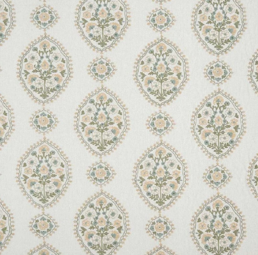 Nina Campbell parvani Fabric Yardage in Colors sage/ivory Etsy