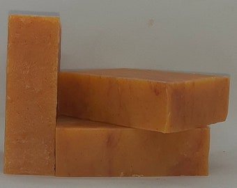 Sunny Day in Autumn bar Soap- citrus, ginger, spice, natural essential oils, annatto seed powder, kaolin clay