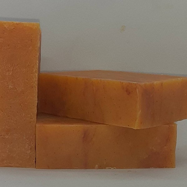 Sunny Day in Autumn bar Soap- citrus, ginger, spice, natural essential oils, annatto seed powder, kaolin clay