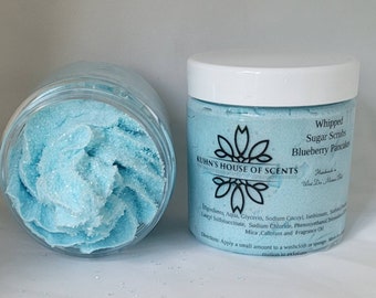 Blueberry Pancake foaming whipped sugar scrub- Blueberry, sugar,  maple,exfoliate, shower, bath,  rich lather, body scrub, sweet