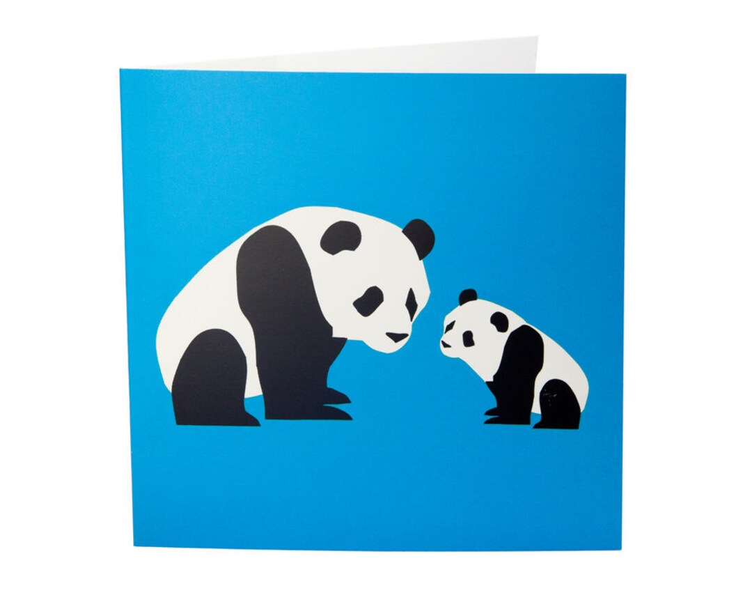 Cute Pandas Card-panda Card, Animal Card, Newborn Card, Panda Mother ...