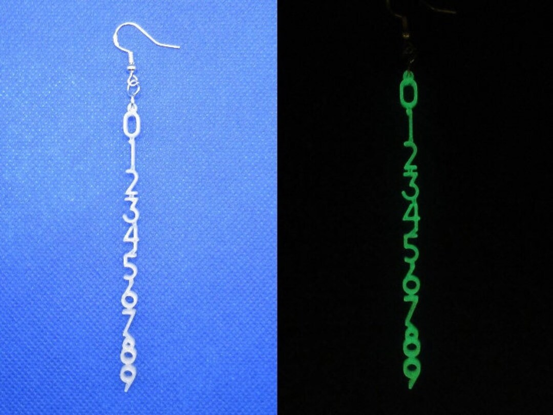 Numbers Earrings Glow in the Dark, Terminal Screen Earrings, Neon ...