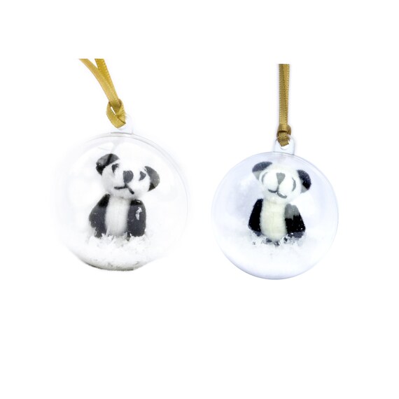 Ensemble De Panda X 2 Boules De Noël Boule Panda Cadeau De Noël Panda Animal Babiole Boules De Neige Babiole à La Main Panda Présent Décor De
