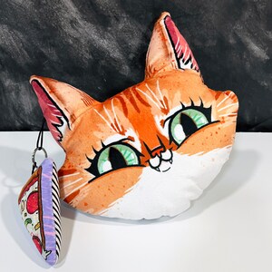 Orange Cat Gift Set Throw pillow, pencil case and plush doll collection, gift for cat lover, orange tabby cat, ginger cat toy, handmade image 3