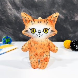 Orange Cat Gift Set Throw pillow, pencil case and plush doll collection, gift for cat lover, orange tabby cat, ginger cat toy, handmade image 9