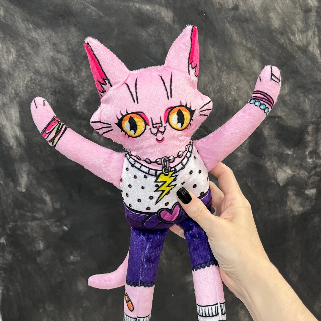 Cat Doll Riley Super Soft Fabric Pink Cat Plush Toy Punk Etsy