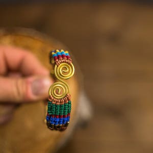 Bracelet ciré tissé technique de macramé à